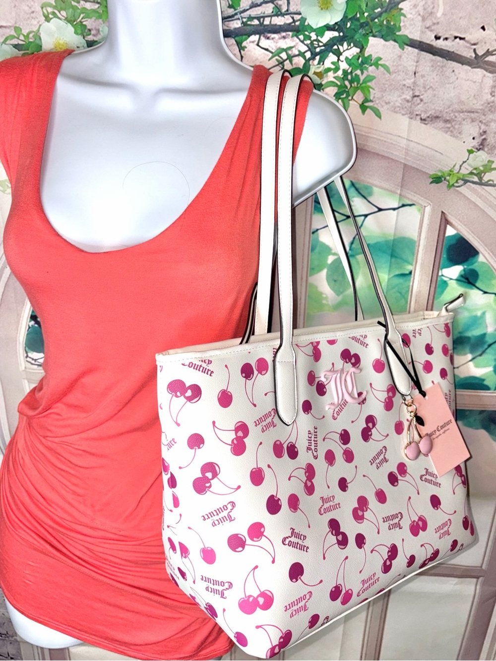 Juicy Couture Cherry On Top Tote Bag White Multi NWT - Picture 3 of 8